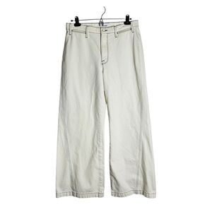 Frame Le Baggy Palazzo Twisted Seam Clean Front 28 Wide Leg High Rise Chalked